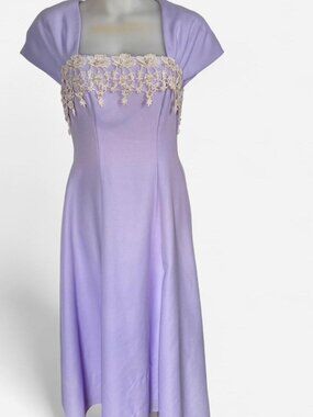Vintage lilac Jordan gown with floral lace trim